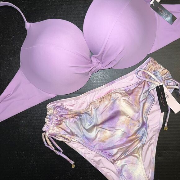 Victoria's Secret 36DD BIKINI M high-waist Bottom Pink LILAC PURPLE ombre - Picture 5 of 9